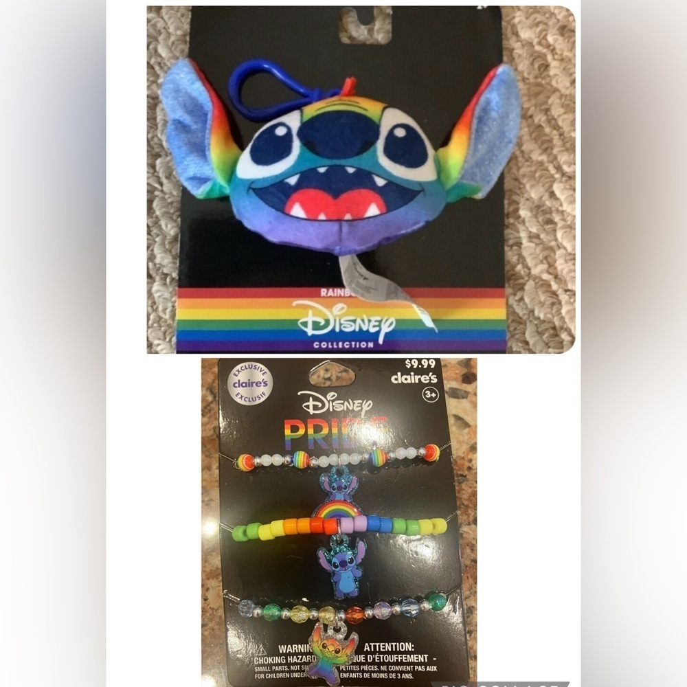 Disney Stitch Multi Bracelet Set & Stitch Plush Keychain Clip-on. New With Tag.